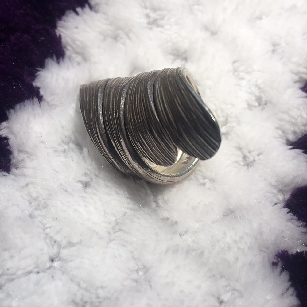 Stainless Steel Double Wrapped Textured Ring - Picture 2 of 4